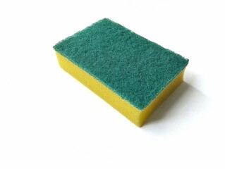 Cleaning sponge isolated on white background with high angle view setup 