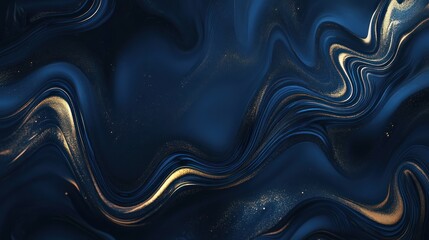 Obraz premium Fluid marble wave design with shimmering blue and gold, evoking an abstract ocean theme.