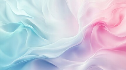 Fototapeta premium Fluid wave design in pastel pink and blue, blending softly into a clean white background for a smooth, abstract style