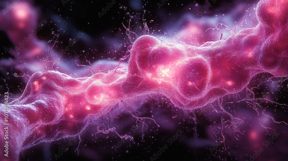 Wall mural a pink blob of something that looks like a mass of cells. generative ai