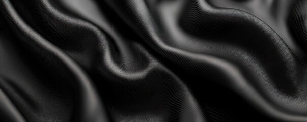 Fototapeta premium Elegant Black Silk Fabric Drape Smooth Texture Background
