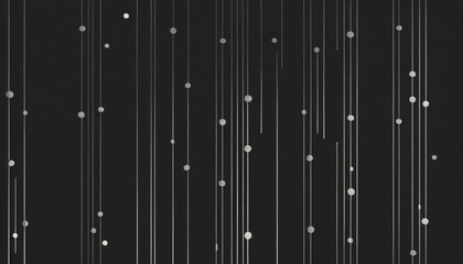 Minimalist dots and lines in metallic silver on a black background, with a clean, modern aesthetic