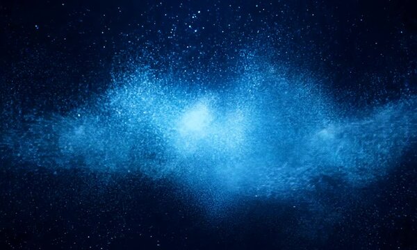  Electric blue particles zigzagging quickly across the screen, creating fast, erratic flashes of light. Blue dust flickers on the dark background
