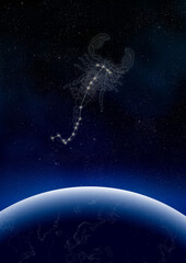 Naklejka premium 宙を駆けるサソリ座