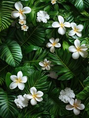 White flowers with green leaves