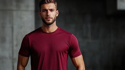 The dark red football kit consists of a short-sleeved shirt and shorts. Breathable material. The white background emphasizes the contrast and freshness of the kit.