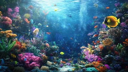 Fototapeta premium Vibrant Underwater Coral Reef Ecosystem