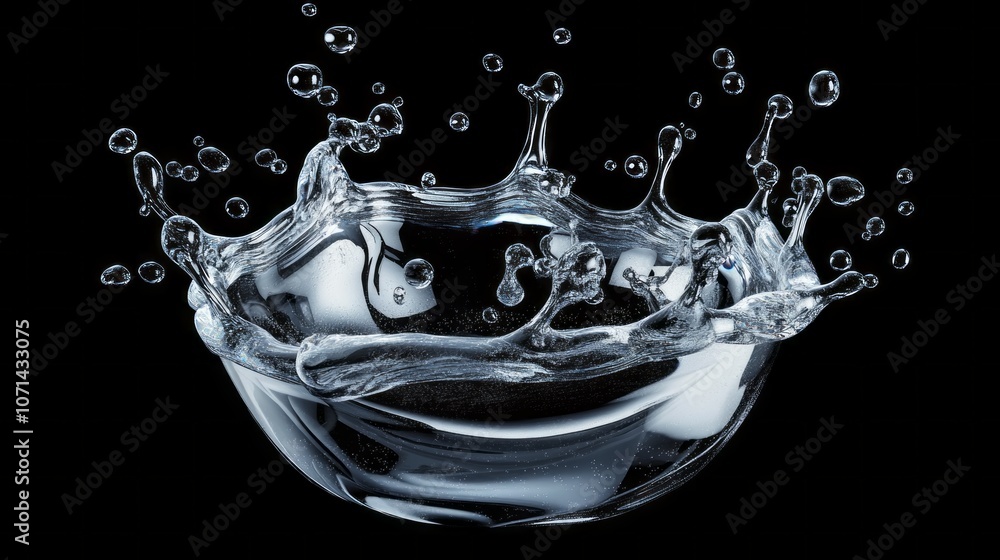 Aufkleber a splash of water in a bowl with a dark background