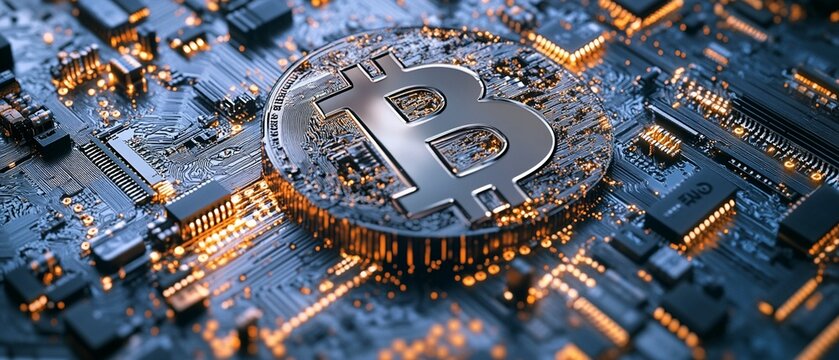 Bitcoin BTC Cryptocurrency Coin with Altcoin Digital - Powered by Adobe
