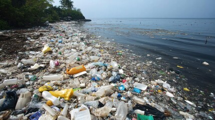 Ocean plastic pollution with floating garbage, symbolizing the critical threat to marine ecosystems