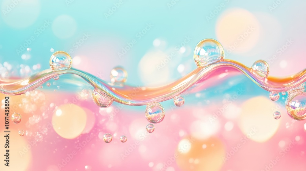 Poster colorful bubbles float above shimmering waves, creating a mesmerizing effect that captures the essen