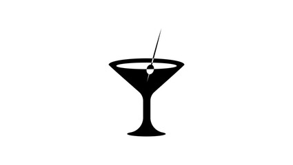 cocktail emblem, black isolated silhouette