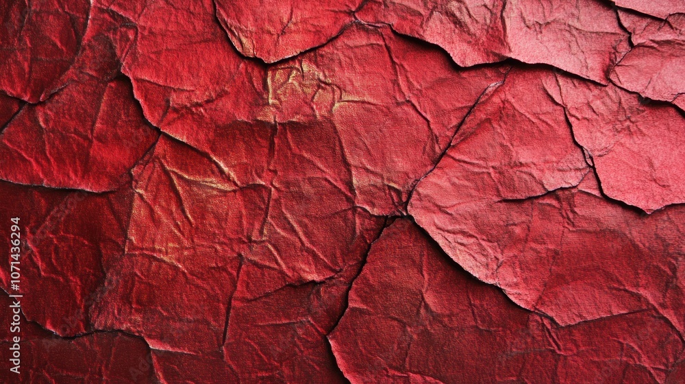 Poster richly textured crinkled red foil surface creates depth and warmth, ideal for creative designs needi