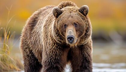 Fototapeta premium Ferocious brown grizzly bear on a transparent 