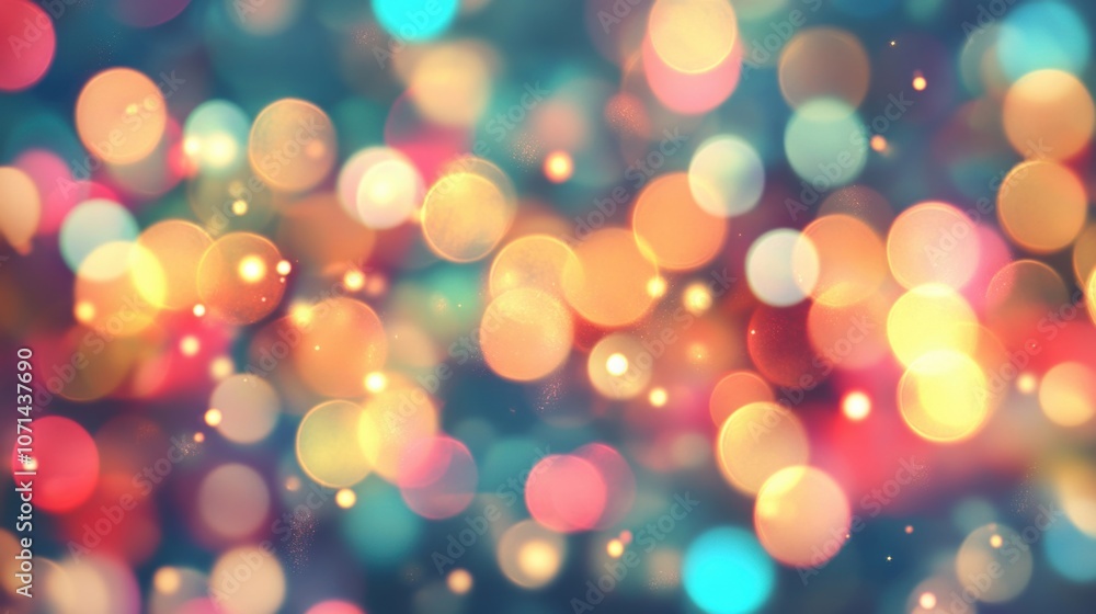Poster bright and colorful abstract circles blur into a dynamic bokeh effect, enhancing the atmosphere with