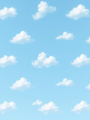 Obraz premium Fluffy white clouds seamlessly repeating in a gentle blue sky, abstract