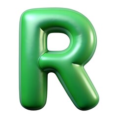 Green letter R balloon 3D render icon isolated on white background