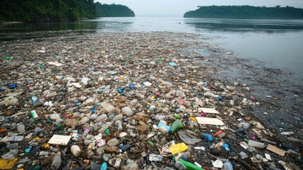 Sea pollution with extensive plastic waste, emphasizing the urgent environmental issue affecting marine ecosystems