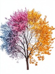 Tree with multicolored leaves