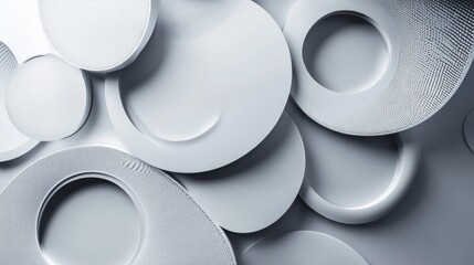 Silver and white geometric design elements with a convex effect for a luxurious and clean brochure background