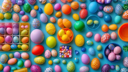 Fototapeta premium Colorful Easter Eggs on Vibrant Background