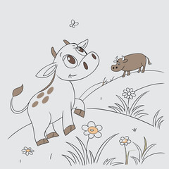 cow with a flower
