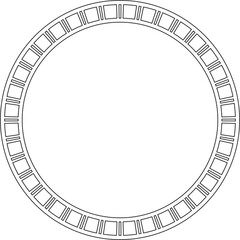 Fototapeta premium Vector black contour round Egyptian ornament. Circle, frame, ring of ancient Egypt.Pattern of lotus flowers and sun