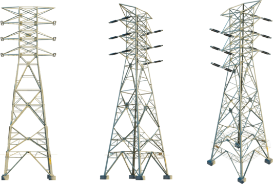 High voltage electricity tower cutout png 4k isolate