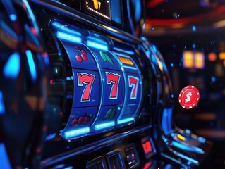 Casino Slot Machine with Red Dice