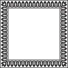 Vector square monochrome black national Persian ornament. Rectangle, frame, border, ethnic pattern of the peoples of Iran, Iraq, Tajikistan