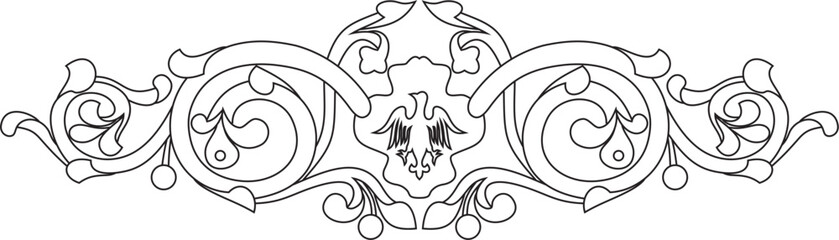 Obraz premium Vector black contour gothic ornament. Medieval European drawing. Classic pattern of the Germans, Angles, Saxons, Franks