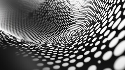 Abstract Black and White Curved Surface with Circular Pattern