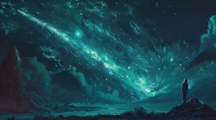 As the comet glides through the heavens its long and luminous trail serves as a constant reminder of its presence in the cosmic expanse.