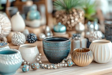 Fototapeta premium Elegant Home Decor with Ceramic and Decorative Objects