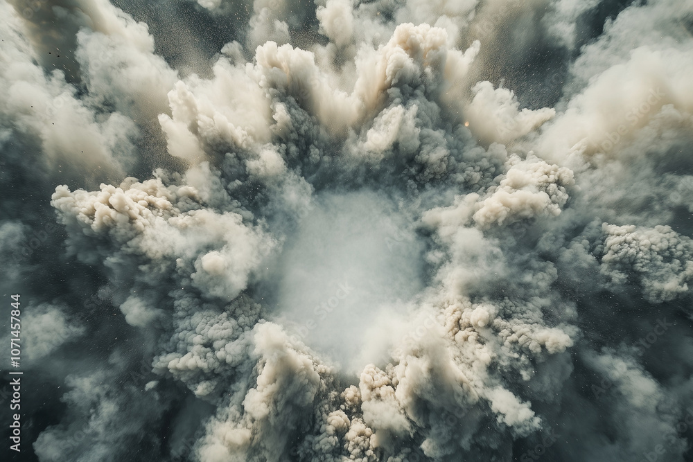 Poster dark, swirling cloud with a hole in the middle. concept of chaos and destruction, with the swirling 