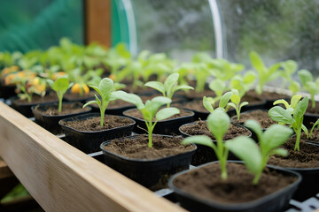 Greenhouse Farming with Seedlings Growing in a Solar-Heated, Organic Environment, Sustainable Living, Sustainability Illustration