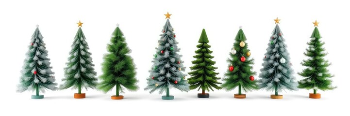Fototapeta premium Set of christmas trees, Collection christmas tree on a white isolated background