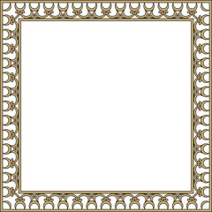Vector gold and black square classic renaissance ornament. Rectangle, european border, revival style frame