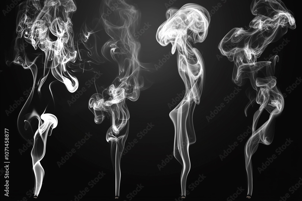 Poster different types of smoke are shown in the image, with each one having a different shape and size. th