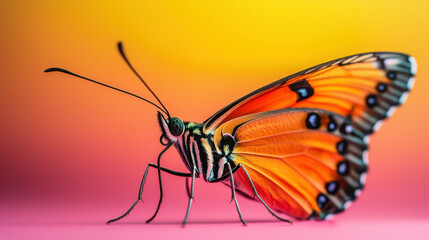 vibrant butterfly with striking orange wings and intricate patterns