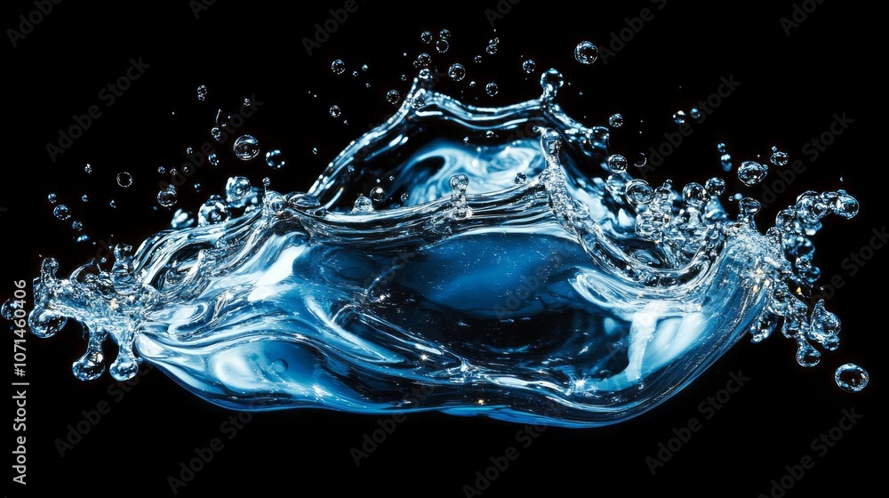 Poster a splash of water with many small droplets