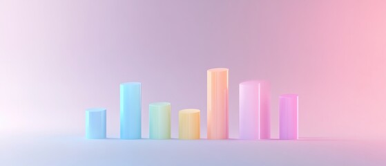 Minimalist Pastel Bar Chart Visualization ,Abstract Data Analytics with Soft Gradient Bars, Creative Business Infographic in Soft Tones,Data visualization, Bar chart infographic, Pastel business graph