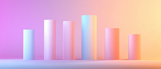 Obraz premium Colorful 3D bar chart on gradient background