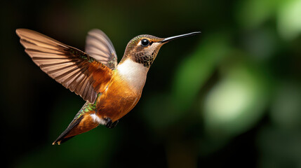 beautiful hummingbird in motion, showcasing its vibrant colors and delicate wings