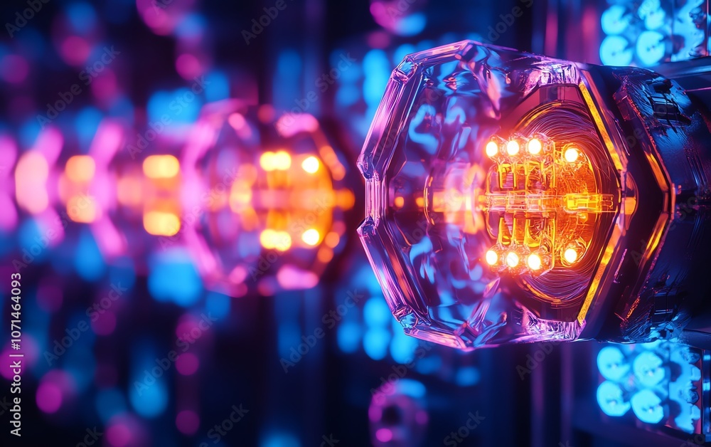 Poster closeup of a unique lightbulb design with hexagonal led filaments, futuristic and stylish, cooltoned