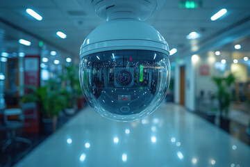 dome surveillance camera on the ceiling in some interior