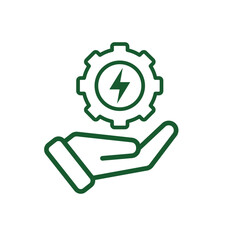 Ecology icon. renewable energy in hand, environmental protection, earth, leaves, recycling, green energy, green icon. mixed design style. energy, resources