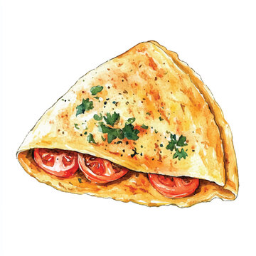 watercolor crepe with tomatoes and herbs clip art preview