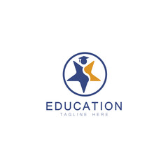 Fototapeta premium Best student with star logo vector. Education logo template design concept, student progress and success in learning. 