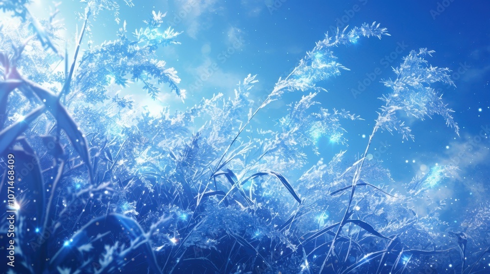 Poster the freezing wind carried tiny sparkling ice crystals creating a frosty shimmer in the air.